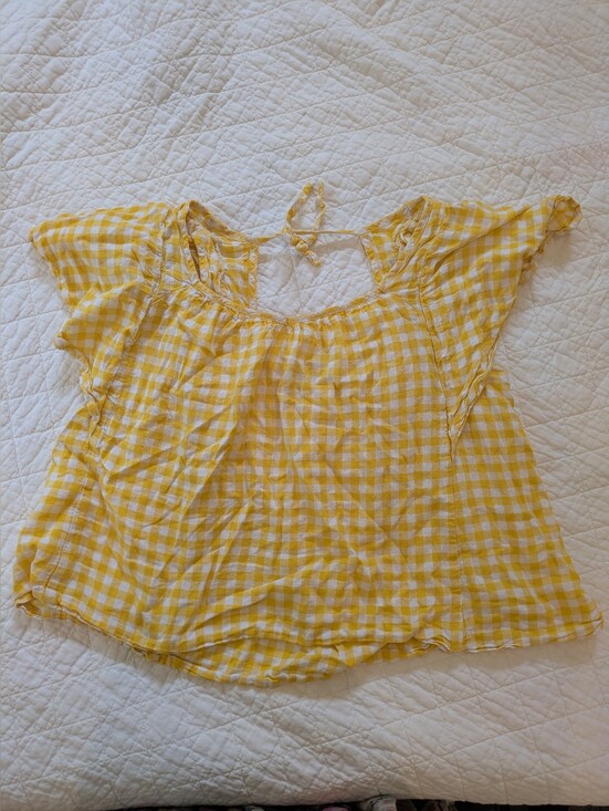 Old Navy Tops - Old Navy Yellow Gingham Off-Shoulder Blouse